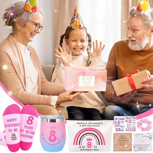 MOTONG Gift for 8 Year Old Girl, Happy Birthday Gifts for 8th Girl, Presents for 8 Years Old Girls Socks Pearl Necklace Bracelet for Teen Girls Daughter Niece Sisters Classmates - Image 7