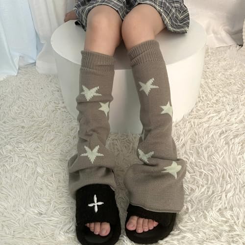Image of WODECASA Girls Kawaii Leg Warmers Knitted Flared Leg Sleeves Goth Crochet Baggy Cuff Ankle Heap Socks