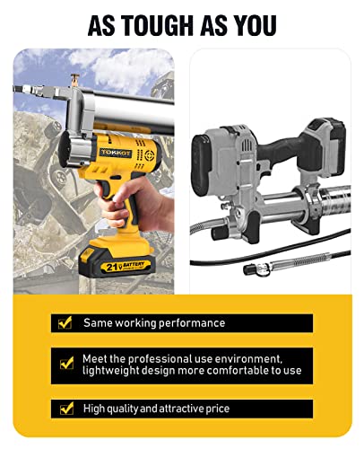 Tokkot Electric Grease Gun，21V Professional High Pressure Cordless Grease Guns，10000Psi，2 Battery Kit With Carrying Case #TOP5