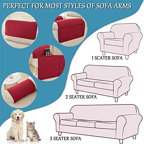 Zgddpza Sofa Armrest Cover,1/2/3 Seater Sofa Headrest Slipcovers With Pocket Nonslip Armchair Cover Quilted Water Proof Furniture Protector For Recliner Couch (Red,1 Seat Recliner 3 Pc) #TOP2