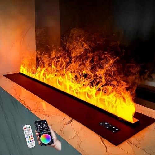 Cheminée vapeur d'eau 3D électrique de 80cm encastrable avec télécommande - 2