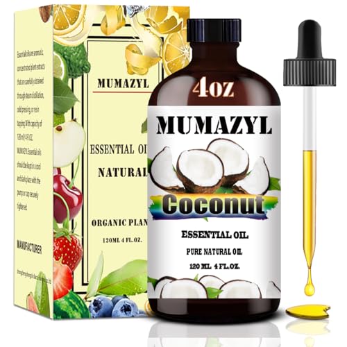 Coconut Essential Oil Coconut Oil 4 Fl Oz 120ML for Diffuser Humidifier Yoga Cleaning DIY Candle Soap Making MUMAZYL Essential Oils