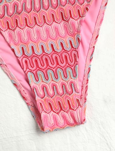 Image of ZAFUL 2 Piece Triangle Bikini for Women Knitted Rope Halter Bikini Sets Sexy Bathing Suit Side Tie Swimsuits Beachwear