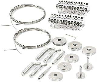 Fasthomegoods Curtain Wire Rod Set Stainless Steel, Multi-Purpose, 33' Wire, 4 Mounting Pieces