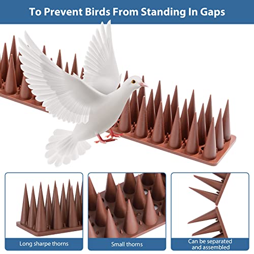 Bird Spikes, 20 Pack Squirrel Raccoon Pigeon Cat Animal Deterrent Spikes Anti-Climb for Outside Anti Animal Defender Spikes Outdoor to Keep Birds Away Brown