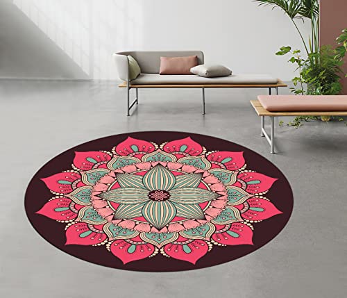 Leryg Pilates Mat Round Oversize Yoga Mat Suede Rubber Non-Slip Dia 140Cm Exercise Mat Meditation Mat Workout Mat For Home Outdoor(Red) #TOP5