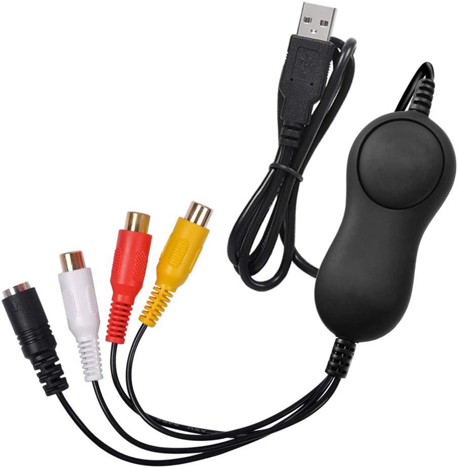 Lvozize VHS VCR To Digital DVD Converter for Mac/Windows 10 8 7, USB2.0 Audio/video Capture Grabber Adapter Device,Transfer VCR TV Hi8 Game S video to DVD