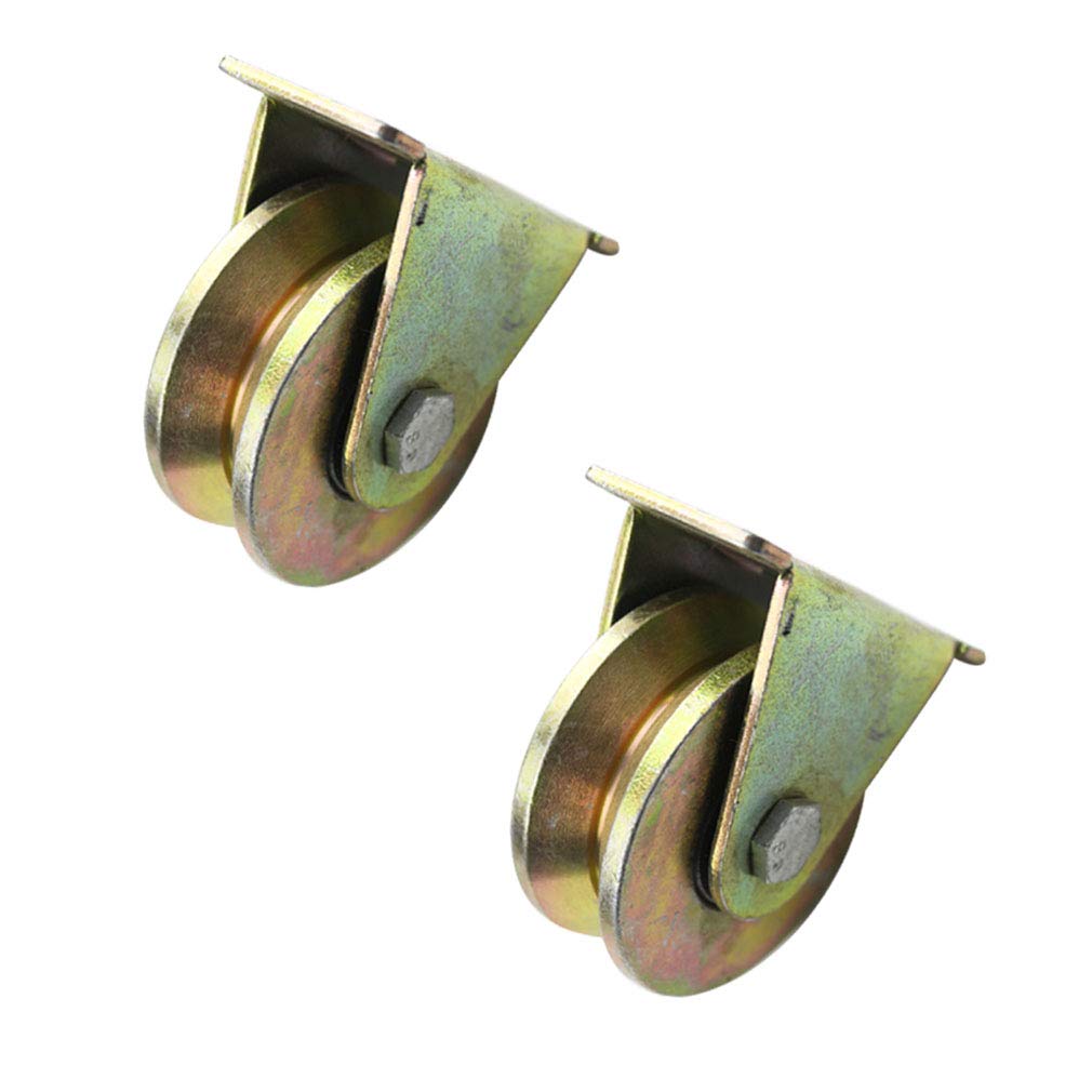 GBRJUYF V Groove Wheel Track Rail - 80mm V-Shaped Caster Wheels for Sliding Doors, Gate Frames & Industrial Carts - 2 Pack Rigid Hardware for Smooth Movement