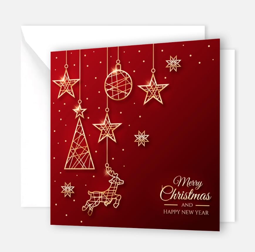 Lot de 30 cartes de Noël charmantes de qualité supérieure - 14,8 x 14,8 cm - Avec enveloppe - Pour entreprises - Cartes de vœux pour Noël - Merry Christmas