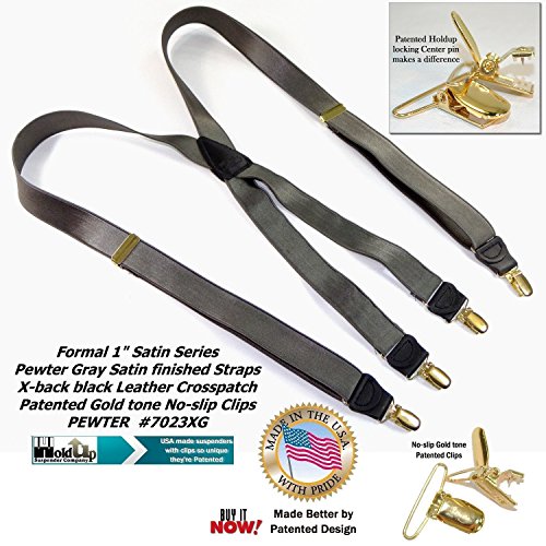 Image of Hold-Up Formal Series Men's X & Y-Back Suspenders with No-Slip Clips | Available in traditional X-back and Y-back styles for business, formal, and dress occasions.