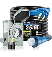 BOYISEN 50 Amp Generator Inlet Box and 25 FT Generator Power Cord, ETL Listed Generator Inlet Box...