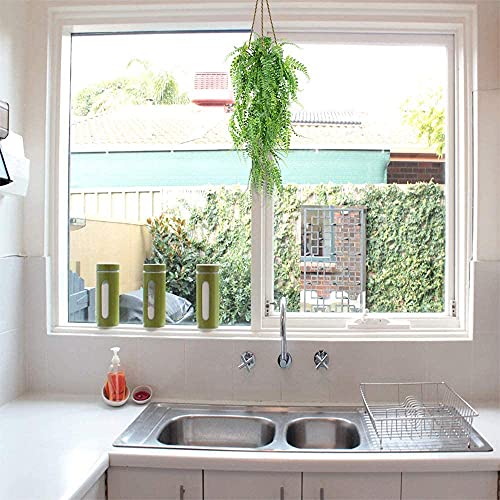 Clong 2 Pcs Artificial Hanging Ferns Plants Vine Fake Ivy Boston Fern Hanging Plant Outdoor Uv Resistant Plastic Plants (Green) #TOP4