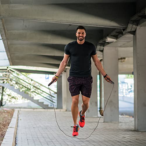 Image of Firschoie Skipping Rope, 3M Adjustable Length, Non-Slip Soft Foam Grip for Fitness Resistance Weight Loss Aerobic Exercise, Suitable for Kids and Adults(Black)