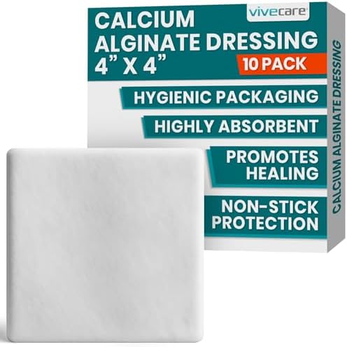 ViveCare Calcium Alginate Wound Dressing 4" x 4" (10 Pack)- Indiv...