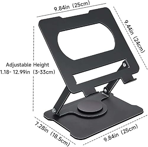 Miniatura 9 de Soporte ajustable para laptop y tableta, elevador ergonómico de acero al carbono con ventilación de refrigeración, elevador plegable portátil