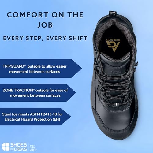 ACE Work Boots Glacier, Men's Steel Toe (ST) and Nano Composite Toe (NCT) Work Boots, Slip Resistant, Water Resistant, Black3