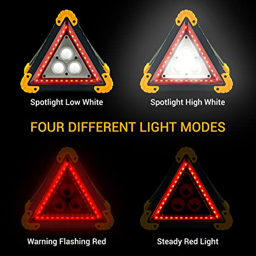 Thehitdeal Multifunctional Emergency Warning Triangle - Safety Signal Light, Essential For Vehicle Accident/Repairing/Hazard/Camping/Hiking; Led Flood Light, Water-Resistant, Shockproof & Portable #TOP1