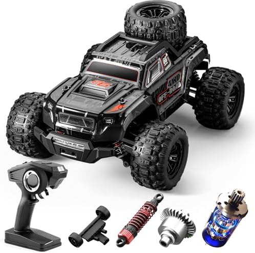 1/16 RTR Brushless Fast RC Cars for Adults, Max 42mph Electric Off-Road RC Truck, High Speed RC Car 4X4 Remote Control Car with 2 Lipo Batteries for Adult S910S Black