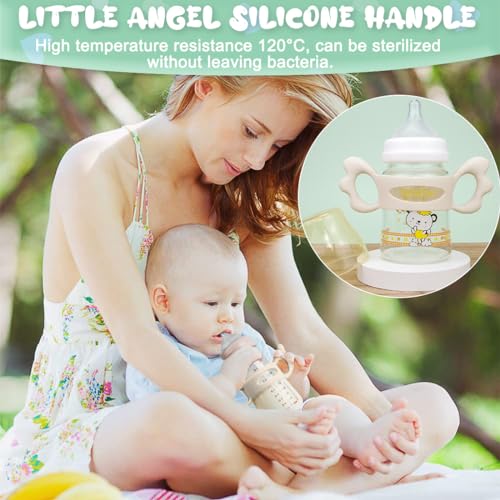 Babyflaschen Griffe, Flaschengriff Halter, Baby Flaschengriffe Silikon, Weithals Babyflaschengriffe, für Baby Kleinhand Greifdesign, Flasche