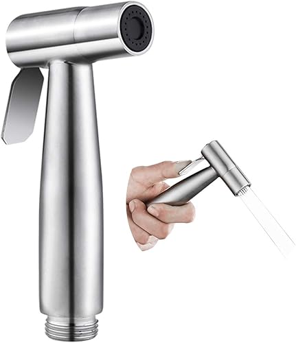 SOOSI - Pulverizador de bidé de mano para inodoro, rociador de pañales de tela para bebé, bidé para inodoro, acero inoxidable, níquel cepillado,