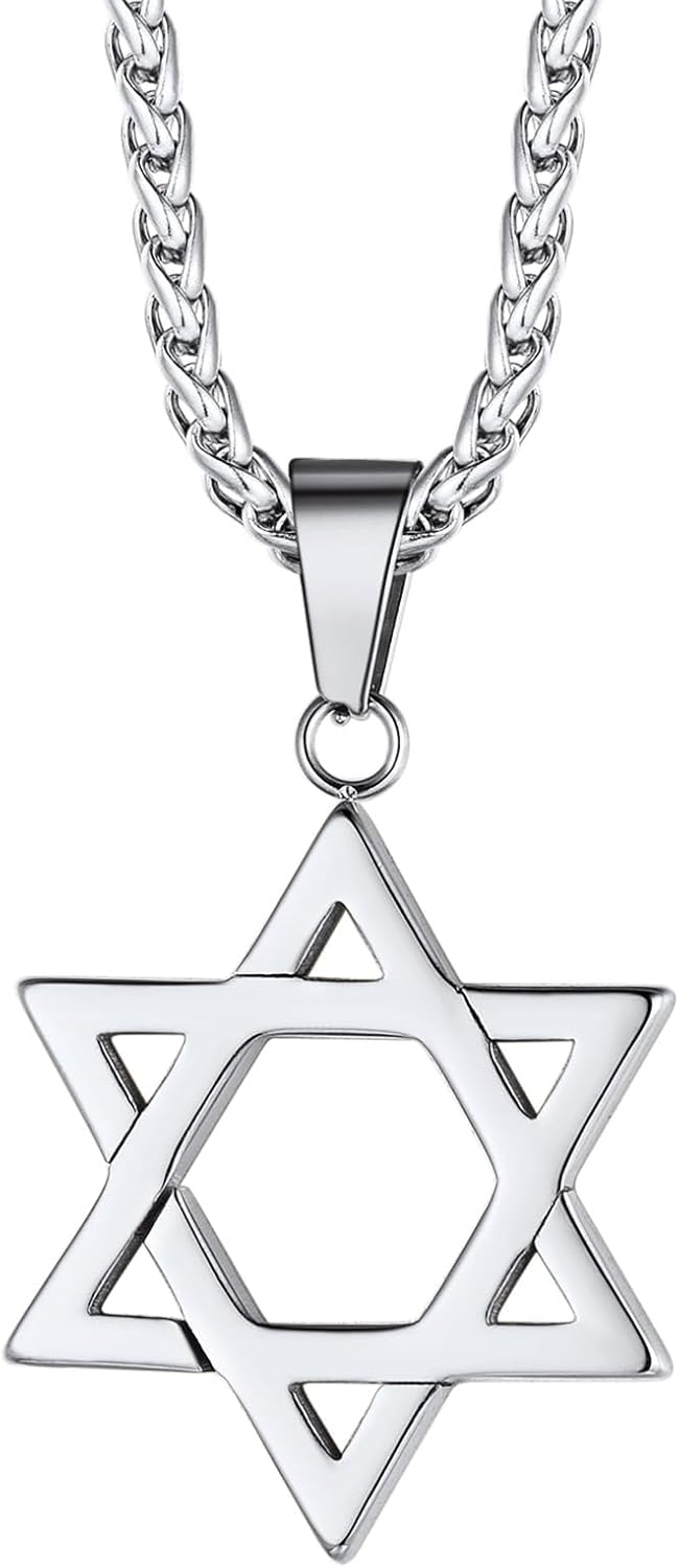 Richsteel Star of David Necklaces for Women Mens Stainless Steel/18K Gold Plated Hexagram Pendant Jewish Israel Jewelry