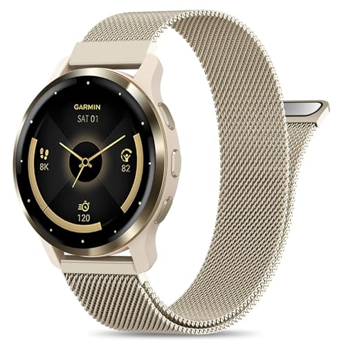 EverAct 18mm Metal Magnetic Compatible with Garmin Venu 3S Watch Band 41mm/Venu 4 41mm/Venu 2S/Vivoactive 4S/Vivomove 3S/Forerunner 255S 265S, Quick Release Stainless Steel Mesh Strap for Women Men