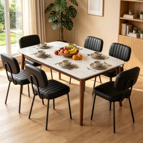 DUMOS Dining Chairs Set of 6, PU Leather Dining Room Chairs with Backrest