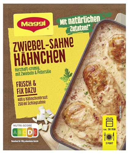MAGGI Fix für Zwiebel-Sahne Hähnchen, Würzmischung, mit natürlichen Zutaten*, für 3 Portionen, 1er Pack (1 x 26g)