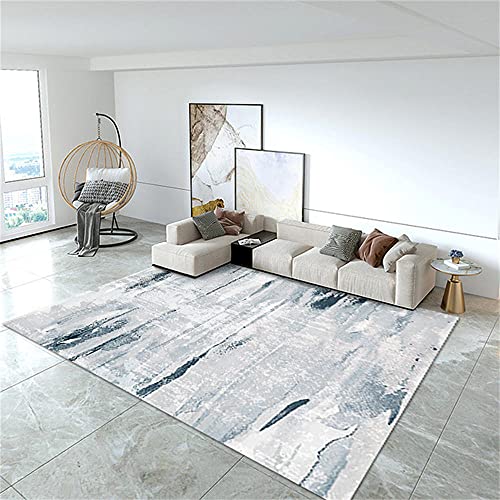 Tapis de salon gris bleu abstrait rectangle moderne personnalisable - 2