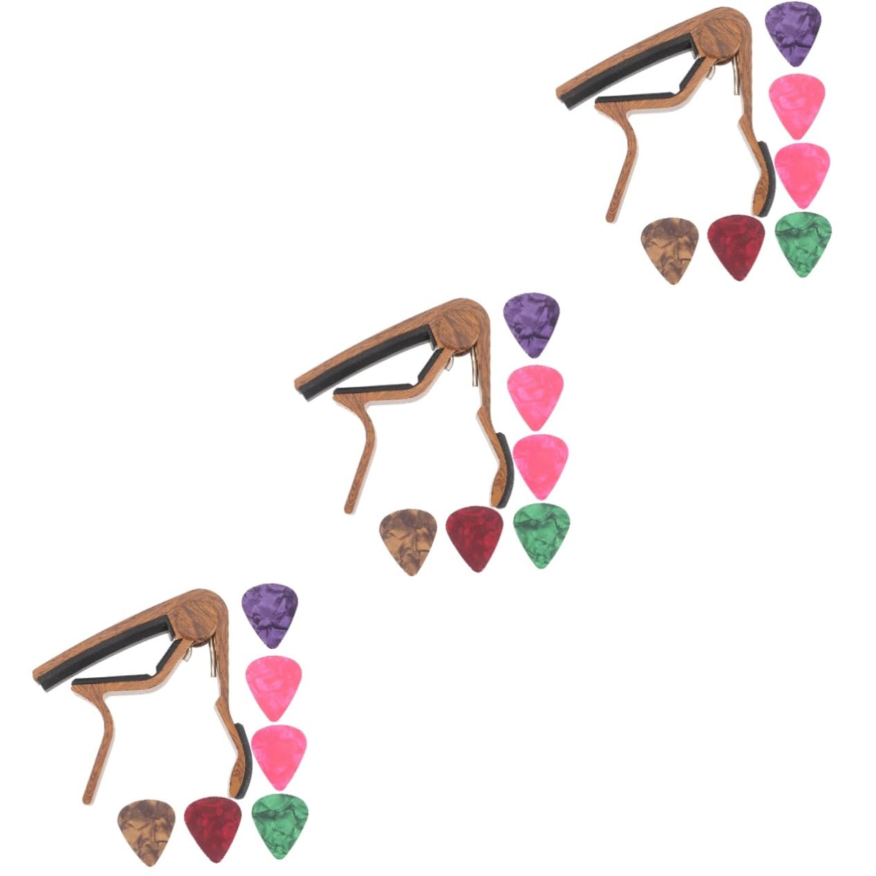 SUPVOX 3 Juegos Capo de Guitarra con Púas Sapele Accesorio de Afinación Eléctricas y Ukeleles Clip Práctico y Duradero