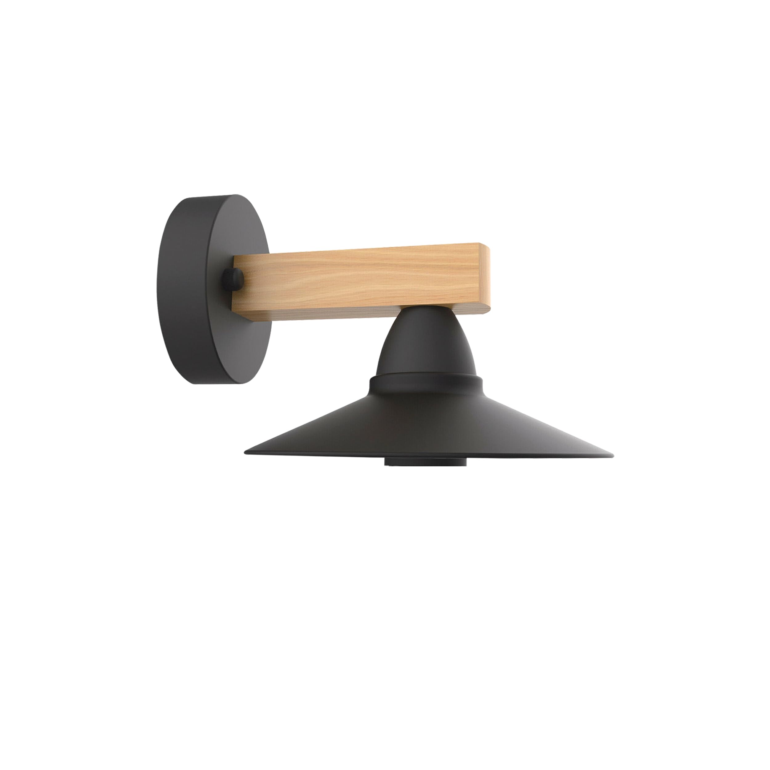 Model Yellow 2LED Wall Light Sconce with Wood Arm, Interior Downlight Wall Mounting Fixture Small Metal 15cm Lamp Shade with E27 Lamp Holder, Indoor Decorative Bedroom, Bedside (Without Bulb Style 3)