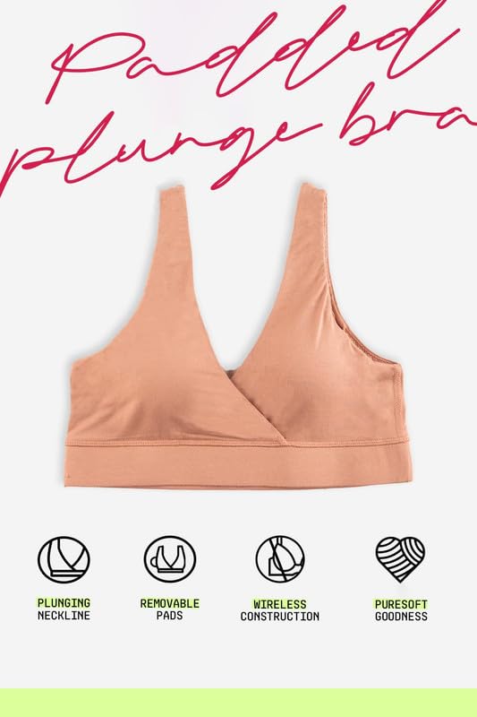 Image of &Circus PureSoft Padded Bra for Women | Non Wired Bra for Women with Insertable Pads | Plunge Bralette for Active & Lounge Wear