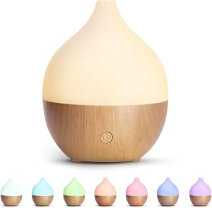 SALKING Difusor de Aceites Esenciales, 100ml Pequeño Difusor de Aromaterapia con 8 Colores, Humidificador Aceites Esenciales con Luces Blancas Cálidas, Difusor Ultrasonico para la Oficina en Casa
