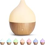 SALKING Aroma Diffuser, 100ml Kleiner Ultraschall Aromatherapie Diffusor für ätherische Öle, mit automatischer Abschaltfunktion, Warmweiß Licht Weiß Holzmaserung Diffusor für Zuhause Büro Oder Yoga