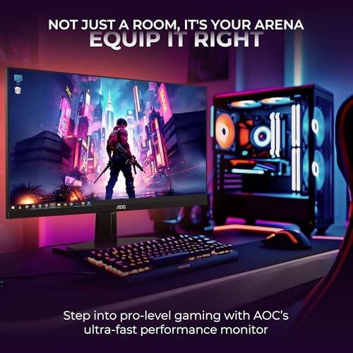 Image of AOC 24G4E Gaming Monitor 24 inch FHD Fast IPS Gaming Monitor, 180Hz Refresh Rate, 126% sRGB, HDR10, 0.5ms, Free Sync, HDMI and Display Ports Connectivity, 178 Ultra-Wide Viewing Angle (Black)