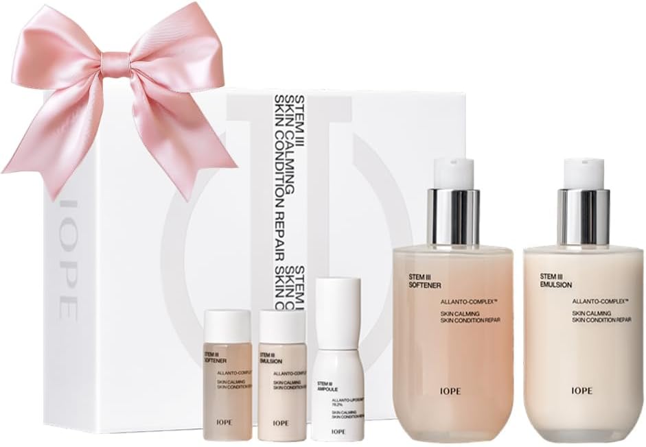 IOPE STEM III Skin Care Gift Set, Anti-Aging Korean Skincare with Hyaluronic Acid – Face Toner, Lotion & Serum for Hydration and Moisture Barrier Support, Daily Use Set, Holiday Gift