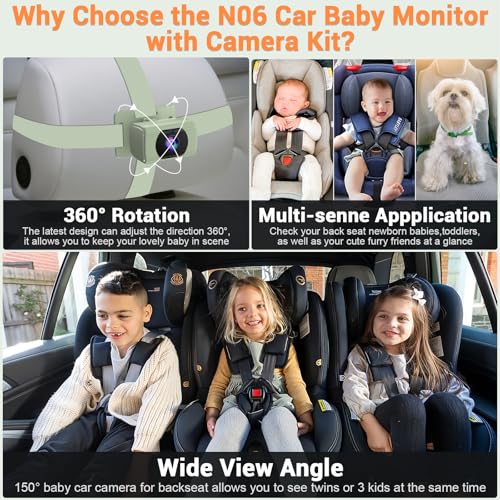 Image of Rohent Carseat Camera Rear Facing Infant - 1080P HD, 360 Adjustable, Night Vision, 150 Wide-Angle Lens, Easy Installation, Perfect for Baby Boys Aged 0-5, Ideal for Parents