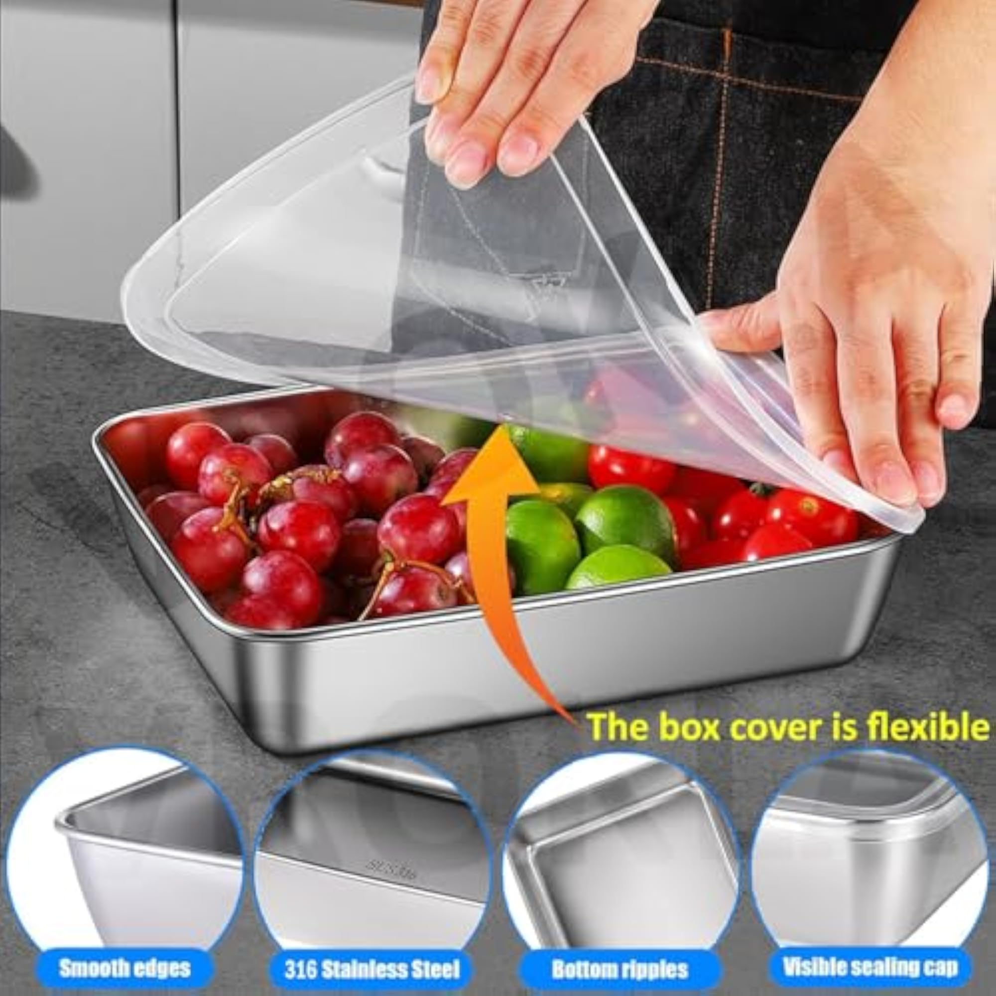 2000ML Stainless Steel Food Storage Container