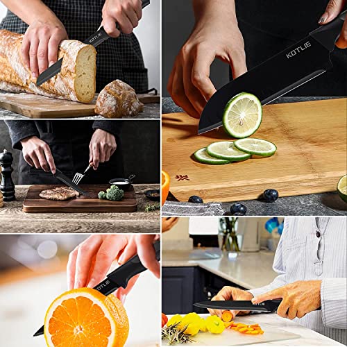 Kotlie Kitchen Knife Set, 19-Pieces Dishwasher Safe Knife Set With Acrylic Stand, High Carbon Stainless Steel Chef Knife Set With Scissors, 6X Serrated Steak Knives, Peeler And Knife Sharpener #TOP2