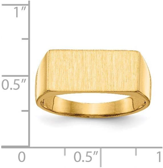 Jewels By Lux Monogram Initial Engravable Custom Personalized Polished For Men or Women 14K Yellow Gold 8x16.5mm Open Back Men's Signet Band Ring