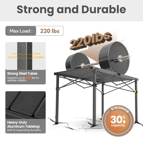 Join Nature 46.4" Large Camping Table for 2-6 People, Heavy Duty Foldable | Camp Table with Aluminum Roll-Up Top & Carry Bag, Supports 220 lbs, Portable Table for BBQ, Tailgating, Backyard, Black - image 4
