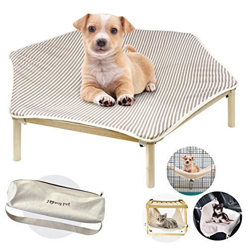 I'm Wooden Elevated Portable Cooling Pet Bed Raised Cot Hammock Washable Cotton Canvas