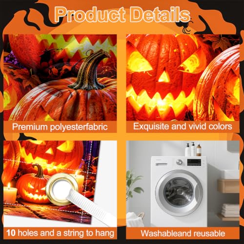Image of Halloween Garage Door Decorations 7 x 16 ft, Jack O Lantern Cover