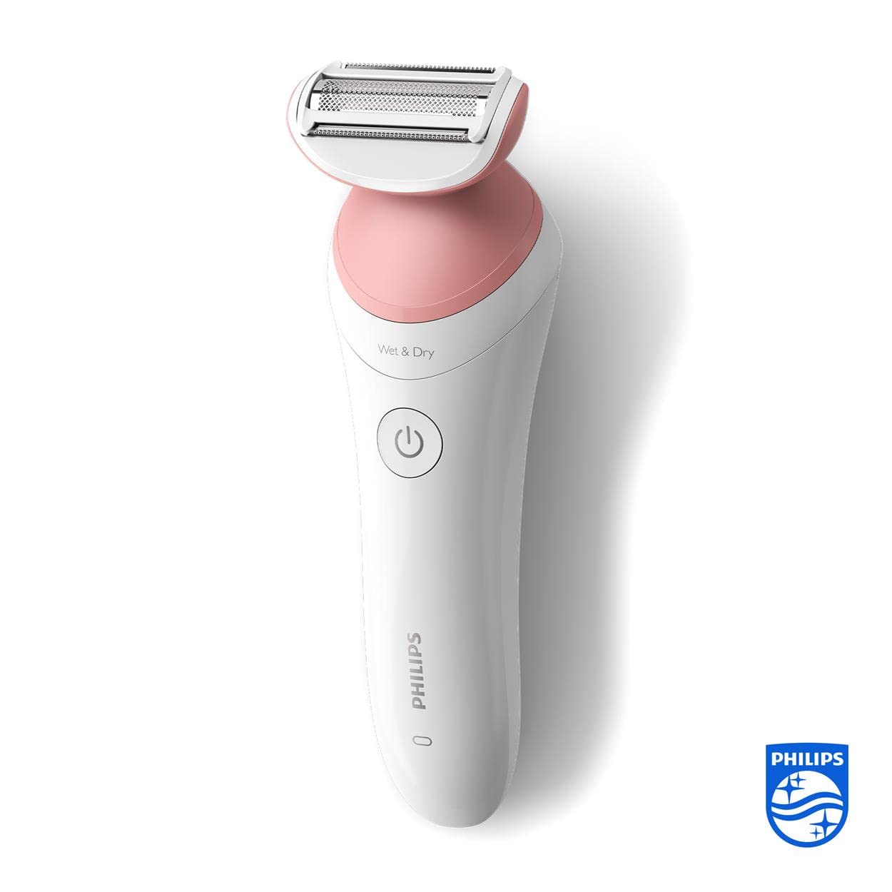 Philips Afeitadora de Mujer Serie 6000, 6 accesorios, Incluye Perfilador Bikini, Guante Exfoliante, Peine Guia y Cepillo de Limpieza, BRP146/00, Blanco