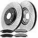 MotorbyMotor Rear Brake Rotors 262mm Drilled & Slotted Design Brake Rotor & Brake Pad kit Fits for Mitsubishi Lancer, Jeep Compass Patriot, Chrysler 200 Sebring, Dodge Avenger Caliber