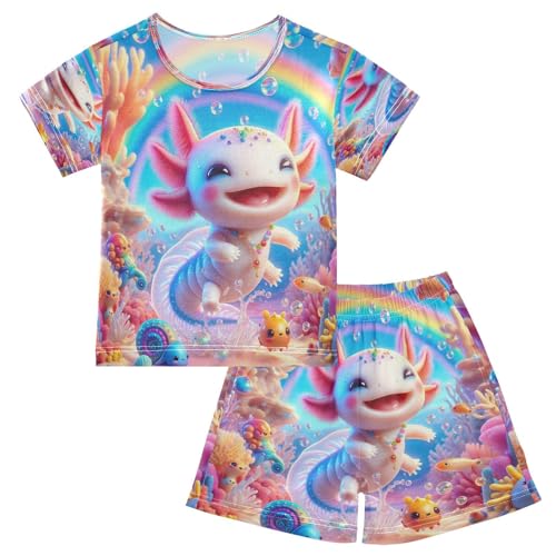 Pajama Sets Short Sleeve Cute Underwater Creature Scene Soft Cotton Summer Sleepwear 2 Piece PJS Size 5-14T