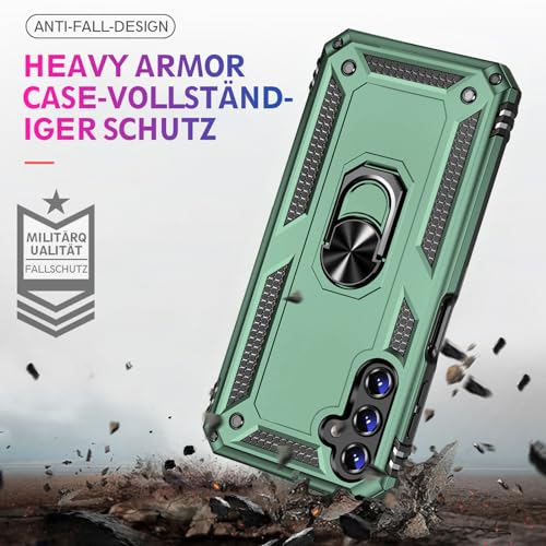 Image of for Samsung Galaxy S24 FE Case with Screen Protector, Military Grade Rugged Shockproof Galaxy S24 FE 5G Heavy Duty Protective Cover for Samsung S24 FE Magnetic Ring Kickstand Phone Case (Green)