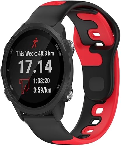For Garmin Forerunner 245 20mm Double Color Silicone Watch Band(Black+Red)