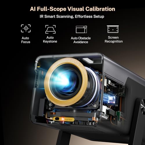 Image of [4K Support /2000 ANSI] X7 Smart Projector Native 1080P with WiFi and Bluetooth,20W DoIby HDR10 AI Auto Focus Android 14,Compatible with Netflix,200 inch Display Portable Movie Proyector for Home /Outdoor