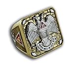 Mason Zone Scottish Rite 32nd Degree Mason Ring - Thick Band with Gold Tone & Double Headed Eagle - Freemason Jewelry (Size 12)